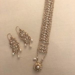 Meg Jewelry - Crystal and Pearl - Wedding / Holiday / Formal